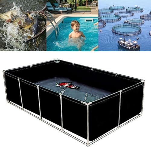 Moubhjd Außenlagertank Segeltuch Fischteich, Aquakultur-Wassertankzisterne mit Stahlrahmen, multifunktionaler temporärer Fischteich aus PVC-Canvas zum Schwimmen von Koi-Fischen und Schildkröten von Moubhjd