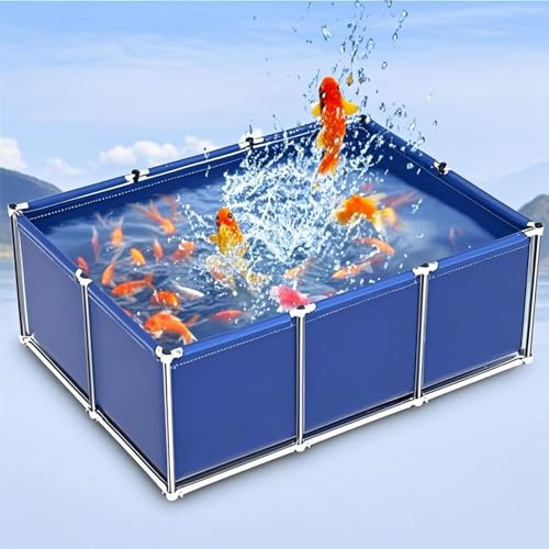 Moubhjd Faltbarer PVC-Fischteich mit Stahlrahmen & Ablassventil – Outdoor-Aquarium für Koi, Schildkröten, Garnelen, Salzwasserfische & Gartenbewässerung – Robust & Langlebig von Moubhjd