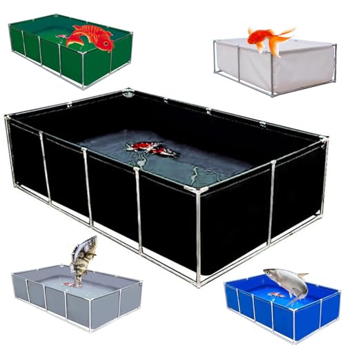 Moubhjd Fischteich-Reservoir mit Halterung, Segeltuch Rahmen Fischteich,Fischteich aus PVC-Segeltuch mit Stahlrahmen,kubischer Fischteich mit Ständer, Einfach Einzurichten von Moubhjd