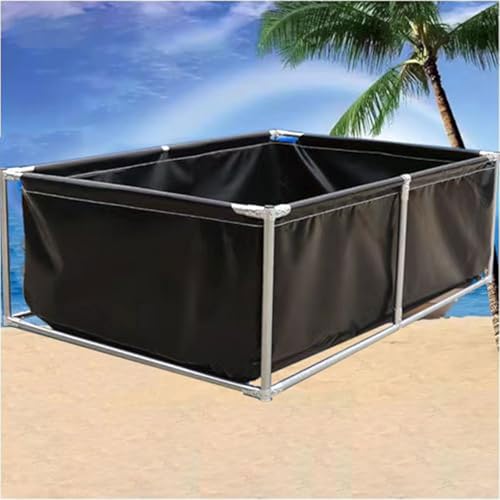 Moubhjd Fischteich mit Stahlrahmen, Aquarium, Faltbarer Fischteich aus Segeltuch, Fischteich aus PVC Segeltuch mit Stahlrahmen,Koi Zuchtteich,Stahlrahmenpool(Größe:L200xW250xH60cm) von Moubhjd
