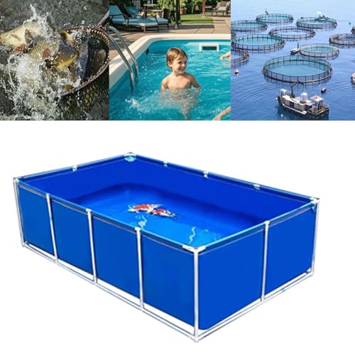 Moubhjd Fischteich mit Stahlrahmen, Aquarium, Faltbarer Fischteich aus Segeltuch, Fischteich aus PVC-Segeltuch mit Stahlrahmen,Koi-Zuchtteich,Stahlrahmenpool von Moubhjd