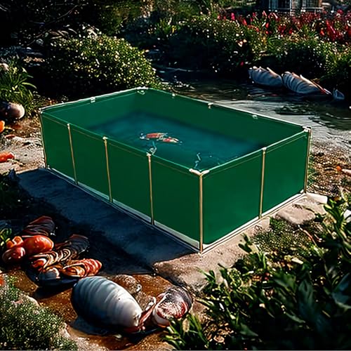 Moubhjd Fischteich mit Stahlrahmen, Aquarium, Faltbarer Fischteich aus Segeltuch, Fischteich aus PVC-Segeltuch mit Stahlrahmen,Koi-Zuchtteich,Stahlrahmenpool von Moubhjd