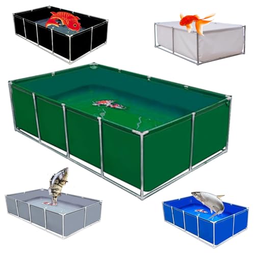 Moubhjd Fischteich mit Stahlrahmen, Aquarium, Faltbarer Fischteich aus Segeltuch, Fischteich aus PVC-Segeltuch mit Stahlrahmen,Koi-Zuchtteich,Stahlrahmenpool von Moubhjd