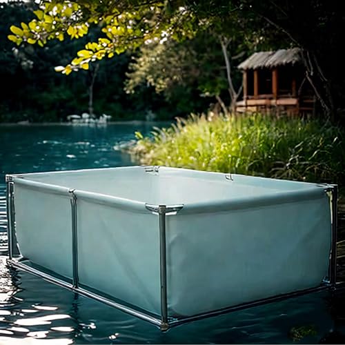 Moubhjd Fischteich mit Stahlrahmen, Aquarium, Faltbarer Fischteich aus Segeltuch, Fischteich aus PVC-Segeltuch mit Stahlrahmen,Koi-Zuchtteich,Stahlrahmenpool von Moubhjd