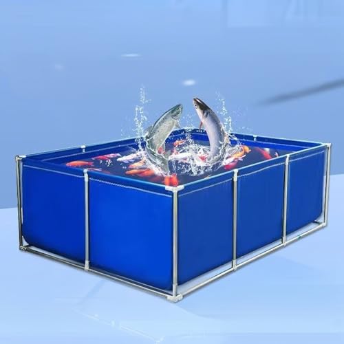 Moubhjd Fischteich mit Stahlrahmen, Aquarium, Faltbarer Fischteich aus Segeltuch, Fischteich aus PVC-Segeltuch mit Stahlrahmen,Koi-Zuchtteich,Stahlrahmenpool von Moubhjd