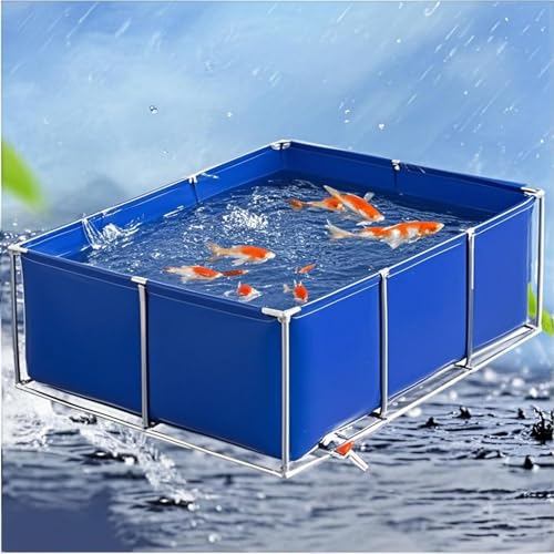 Moubhjd Fischteich mit Stahlrahmen, Aquarium, Faltbarer Fischteich aus Segeltuch, Fischteich aus PVC-Segeltuch mit Stahlrahmen,Koi-Zuchtteich,Stahlrahmenpool von Moubhjd