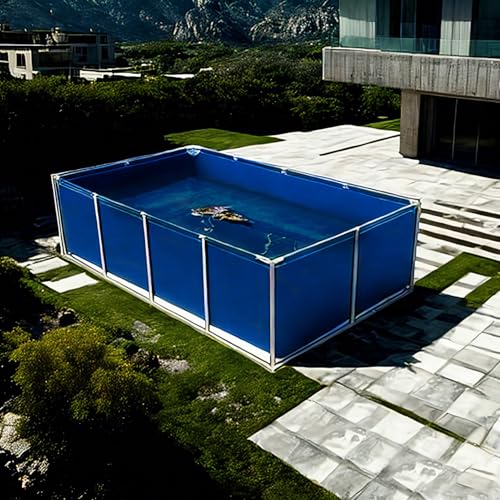 Moubhjd Fish & Aquatic Pets Poolteich, Outdoor-Aquarium-Pool, Teich, PVC-Teiche mit Ablaufventil, Stahlrahmen, einfacher Swimmingpool, temporärer Haltetank für Salzwasserfische von Moubhjd