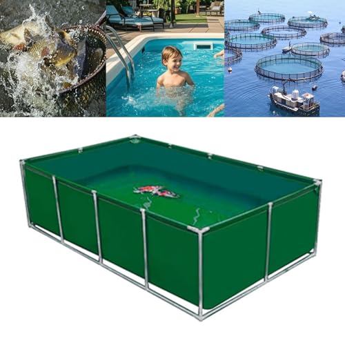 Moubhjd Großes Aquarium Aus PVC-Leinwand, Fischbecken aus PVC-Plane mit Ablassventil, großes rechteckiges Becken mit Rahmen, temporäre Fischbecken, für Koi-Fische von Moubhjd