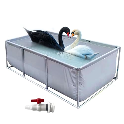 Moubhjd Outdoor Aquarium Pool,Faltbares PVC Segeltuchbecken mit Ablaufventil für Fische&Schildkröten,Wasserspeicherbecken für Teich, Garten&Aquakultur(Größe:L100xW300xH90cm) von Moubhjd