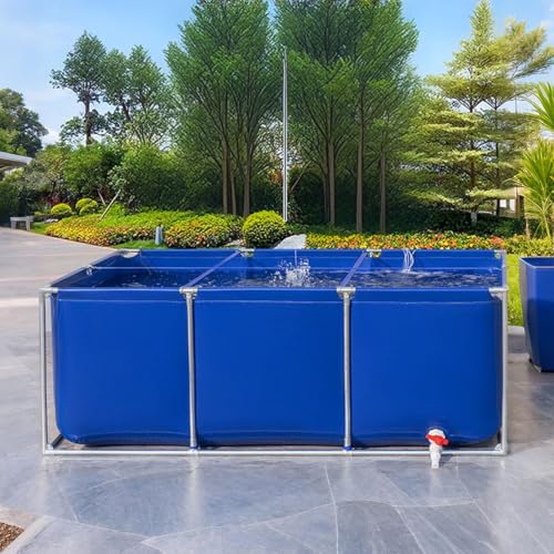 Moubhjd PVC Fischteich mit Halterung&Sichtfenster,Outdoor Aquarium für Kois&Schildkröten,Temporärer Wassertank für Aquakultur&Pflanzenzucht(Größe:L200xW250xH80cm) von Moubhjd