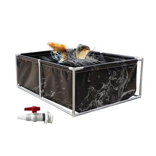 Moubhjd PVC Fischteich mit Halterung&Sichtfenster,Outdoor Aquarium für Kois&Schildkröten,Temporärer Wassertank für Aquakultur&Pflanzenzucht(Größe:L300xW250xH50cm) von Moubhjd