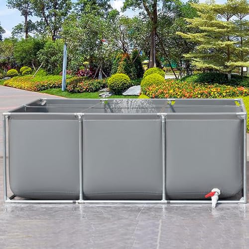 Moubhjd PVC Fischteich mit starkem Rahmen&Ablauf,Großer Pool für Koi Zucht&Outdoor Aquarien,Temporärer Wassertank für Hydrokultur&Gartenbewässerung(Größe:L200xW150xH50cm) von Moubhjd