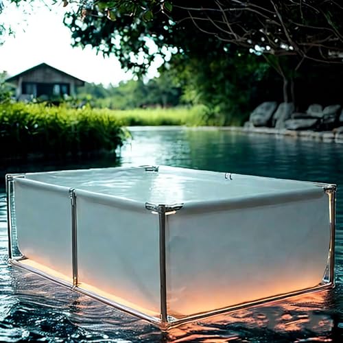 Moubhjd Tragbares Fischbecken mit Stahlgestell – PVC-Plane mit Ablaufventil für Kois & Wassertiere – Outdoor-Aquarium für Teichpflege & Notwasserreservoir von Moubhjd