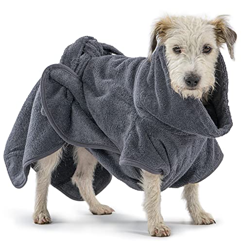 Mount Swiss Hunde Bademantel aus 100% Coresoft Baumwolle I extrem saugfähig und weich I Hunde Handtuch für Haustiere - Farbe grau - Größe XL/XXL Mount Swiss Hunde Bademantel aus 100% Coresoft Baumwolle I extrem saugfähig und weich I Hunde Handtuch für Haustiere - Farbe grau - Größe XL/XXL von Mount Swiss
