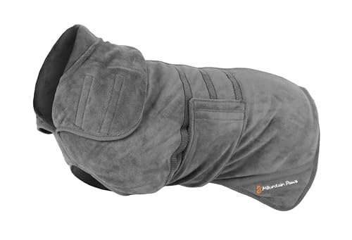 Mountain Paws Hunde-Trockenmantel | Mikrofaser-Handtuchmantel | super saugfähiger Bademantel mit verstellbarem Kragen/Kapuze und Bauchgurt | super weich | schnell trocknend von Mountain Paws