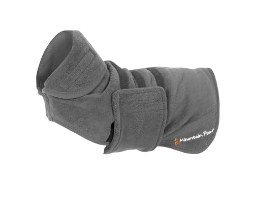 Mountain Paws Hunde-Trockenmantel | Mikrofaser-Handtuchmantel | super saugfähiger Bademantel mit verstellbarem Kragen/Kapuze und Bauchgurt | super weich | schnell trocknend von Mountain Paws