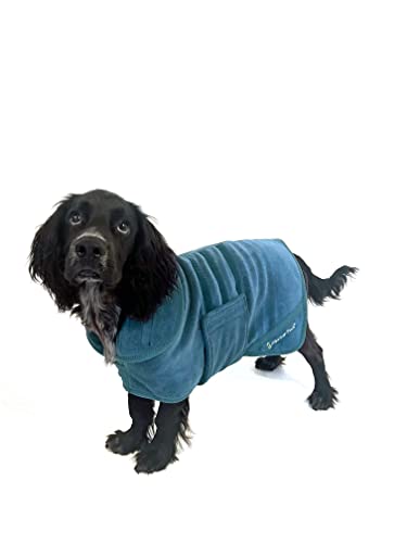 Mountain Paws Hunde-Trockenmantel, Mikrofaser-Handtuch, super saugfähig, mit verstellbarem Kragen/Kapuze und Bauchgurt, weich, schnell, Blau, Größe XL von Mountain Paws