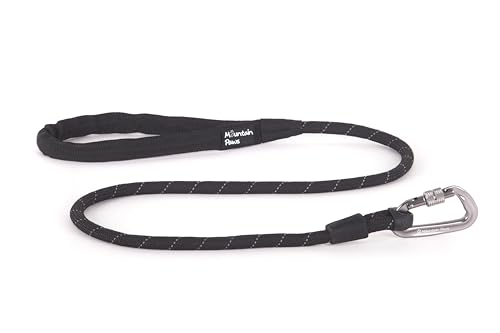 Mountain Paws Seil Karabiner Hundeleine | Reflektierende Leine mit gepolstertem Neoprengriff, 1,2 Meter von Mountain Paws