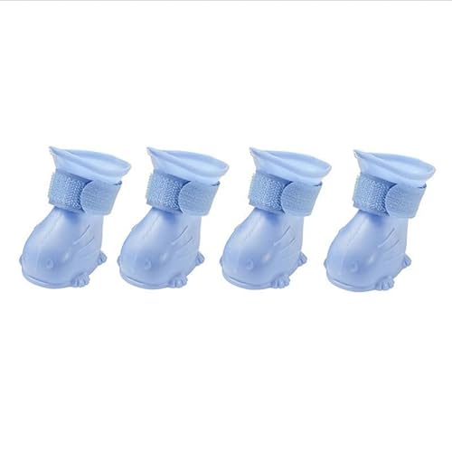 4 Stück Hund Katze Regenstiefel TEP Regenschuhe Pfotenschutz Hund Wanderschuhe Welpen (Blau, L) von Mounteps