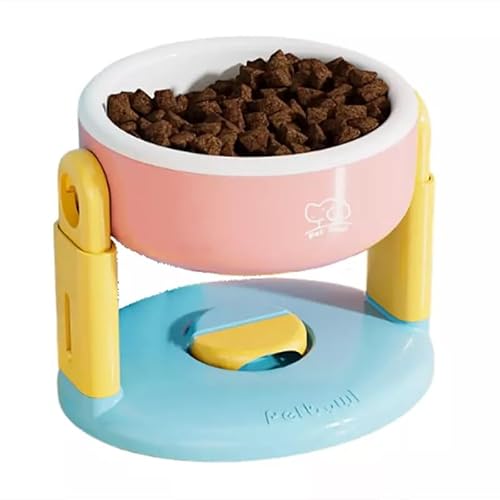 Anhebbarer Futternapf mit Saugnapf, verstellbare Höhe, Futter- und Wassernapf für Katzen und Hunde (Rosa) von Mounteps