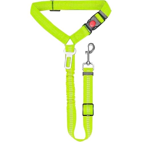 Haustier Auto Sicherheitsgurt, Größe verstellbares Zugseil, Nylon-Ringverschluss Haustierkette, geeignet für mittlere und große Hunde mit dem Auto (Grün) von Mounteps