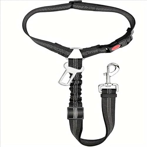 Haustier Auto Sicherheitsgurt, Größe verstellbares Zugseil, Nylon-Ringverschluss Haustierkette, geeignet für mittlere und große Hunde mit dem Auto (Schwarz) von Mounteps