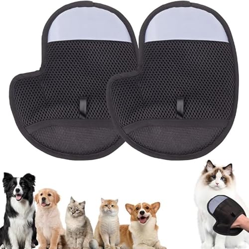 Haustier Haarentferner, 2025 neue doppelseitige Hunde Haarentferner, Katzenbürste, Hunde Bürsten für die Pflege, wiederverwendbare Haustier Entfernung Handschuh, Deshedding, Pflege (Schwarz - 2pcs) von Mounteps