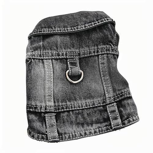 Haustiere Hunde Jeans Mantel Jacke Abschleppbare Denim Weste Katze Puppy Kleidung Bekleidung (Schwarz, L) von Mounteps