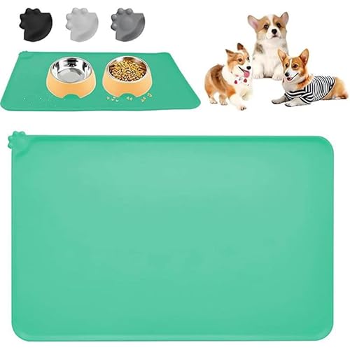 Hund- und Katzenschalenmatte, rutschfestes, wasserdichtes Silikon-Material, Waschbare Futterunterlage für Haustiere, für Hunde, Katzen und andere Haustiere von Mounteps