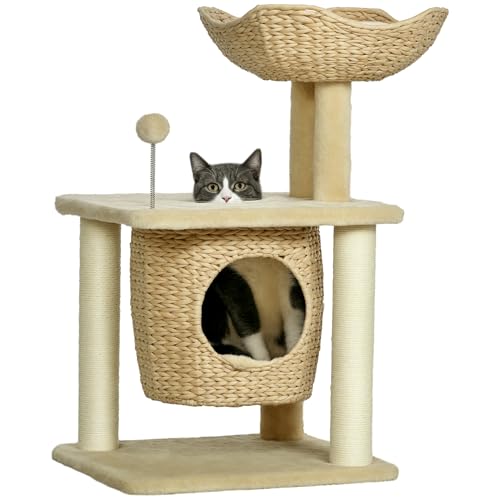 Katzen Kratzbaum Klein, 74 cm Katzenbaum mit Katzenhöhle, Spielball, Indoor Kletterturm mit Bett, Kratzmöbel für Katzen bis 5 kg, Beige Katzen Kratzbaum Klein, 74 cm Katzenbaum mit Katzenhöhle, Spielball, Indoor Kletterturm mit Bett, Kratzmöbel für Katzen bis 5 kg, Beige von Mounteps