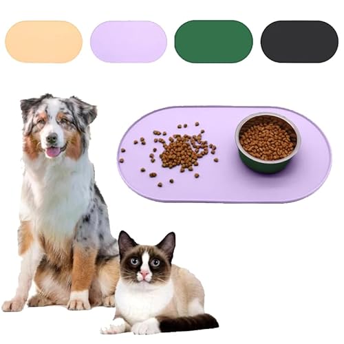Katzenfutter wasserdichte Matte für Haustierfütterung Schalenböden Silikonmatte rutschfeste (Schwarz, 54 * 29cm) von Mounteps
