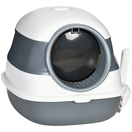 Katzenklo mit Deckel zusammenklappbare Katzentoilette mit Haube Schaufel Deodorant Bodengitter Katzentoilette für Katzen bis 5 kg 52 x 41 x 38 cm Weiß+Grau Katzenklo mit Deckel zusammenklappbare Katzentoilette mit Haube Schaufel Deodorant Bodengitter Katzentoilette für Katzen bis 5 kg 52 x 41 x 38 cm Weiß+Grau von Mounteps