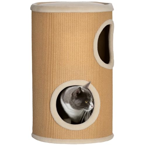 Kratztonne, 60 cm Hoch Katzentonne mit 2 Höhle, Kratzbaum, Katzenturm aus Sisal, für Katze bis 5 kg, Braun Kratztonne, 60 cm Hoch Katzentonne mit 2 Höhle, Kratzbaum, Katzenturm aus Sisal, für Katze bis 5 kg, Braun von Mounteps