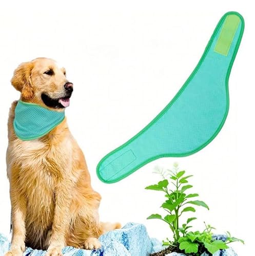 Kühlendes Bandana für Hunde und Katzen, Haustierkühler, Eiskühl-Schal, Halsband, Entlastung, Größe M (Grün, S) von Mounteps