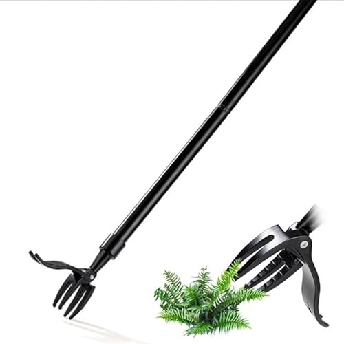 Manuelles Stand Up Weeder Puller Unkraut Klaue Gras Wurzel Entferner Killer Gartengerät (Schwarz-Mit Metallstange) von Mounteps