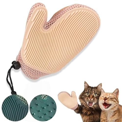 Mounteps Doppelseitige Haustier Pflege Handschuhe für Hunde und Katzen, Hund Haarentferner Handschuhe, wiederverwendbar, geeignet für Deshedding, Baden, Pflege, Haustier Reinigung Werkzeug (Rosa) von Mounteps