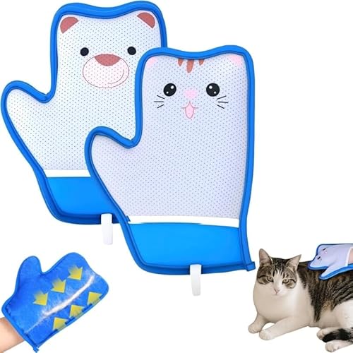 Mounteps Haustier Haarentferner, Wiederverwendbare elektrostatische Handschuhe Pelz Entfernung Werkzeug für Haustiere, Katze & Hund Haarentferner Pflege (Katze und Bär (2 Stück)) von Mounteps
