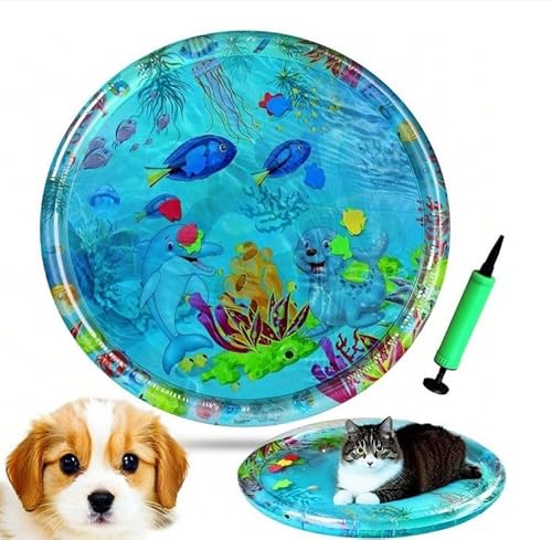 Mounteps Haustier-Wasserbett, 100 cm große, verdickte Wassermatte, waschbar, aufblasbare Spielmatte, Kühlmatte mit Inflator für den Innenbereich, für Katzen und Hunde Mounteps Haustier-Wasserbett, 100 cm große, verdickte Wassermatte, waschbar, aufblasbare Spielmatte, Kühlmatte mit Inflator für den Innenbereich, für Katzen und Hunde von Mounteps