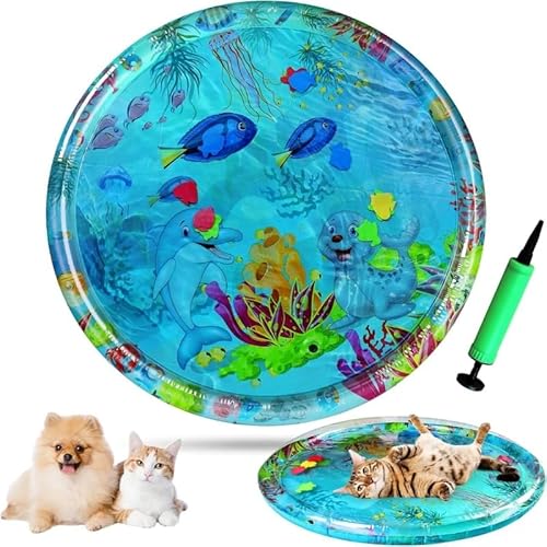 Mounteps Haustier Wasserbett, Katze Hund Wassermatte, 100cm große verdickte Katze Wassermatte, waschbare aufblasbare Spielmatte Kühlmatte mit Aufblaser für Indoor-Haustiere Mounteps Haustier Wasserbett, Katze Hund Wassermatte, 100cm große verdickte Katze Wassermatte, waschbare aufblasbare Spielmatte Kühlmatte mit Aufblaser für Indoor-Haustiere von Mounteps