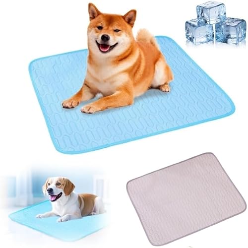 Mounteps Hundekühlmatte für Haustiere, waschbare Kühlmatte für Haustiere, Sommer-EIS-Seidenmatte, Schlafmatte für Hunde, Schlafmatte für große Hunde und Katzen (Blau, L (70 * 50cm)) von Mounteps