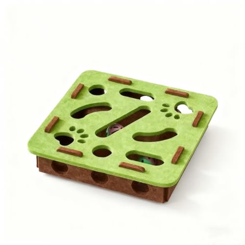 Mounteps Interaktives Katzenspielzeug, Puzzle, Filzbox, Leckerlabyrinth-Spiel für Spielzeugbox, Agility-Spielzeug (quadratisch, grün) von Mounteps