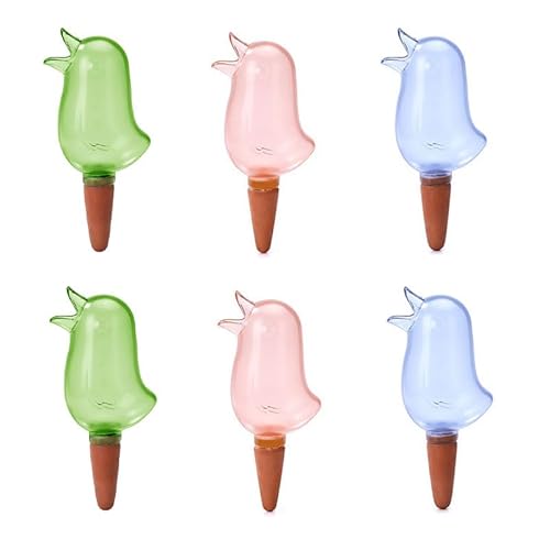 Mounteps Tonkegel 6er Set Wasserspender für Pflanzen Vogel-Design,Geschäftlich unterwegs, um Blumen zu säubern von Mounteps