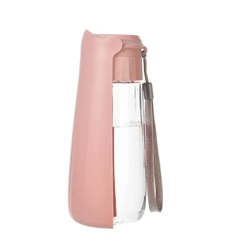 Tragbare Hund Wasserflasche Haustier im Freien Reisen Gehen Trinkbecher 550ML (Pink, 8 * 8 * 20cm) von Mounteps