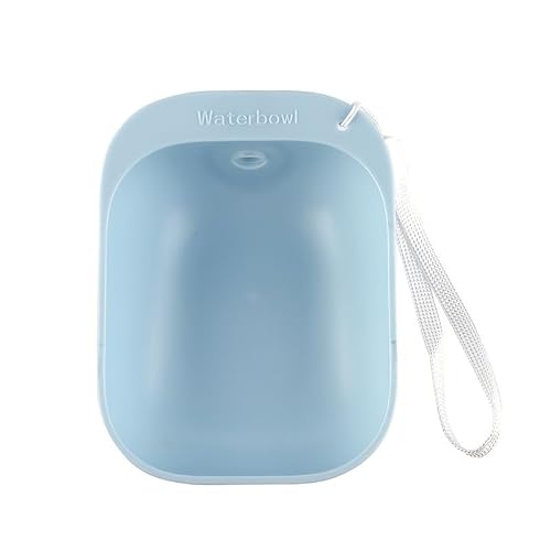 Tragbarer Trinkbrunnen für Haustiere im Freien, mitnehmbarer Trinknapf, tragbares Haustierzubehör, passend für die meisten Plastikflaschen, mit Schnur (Blau, 13 * 9cm) von Mounteps