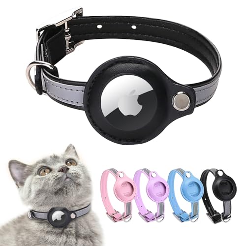 Airtag Katzenhalsband,Leder Airtag Halsband Katze,Reflektierend Verstellbar GPS Katzenhalsband Airtag Hülle für Tracking Katze,Airtag Katze für große/mittelgroße/kleine Katze S,Schwarz Airtag Katzenhalsband,Leder Airtag Halsband Katze,Reflektierend Verstellbar GPS Katzenhalsband Airtag Hülle für Tracking Katze,Airtag Katze für große/mittelgroße/kleine Katze S,Schwarz von MouyouGlow