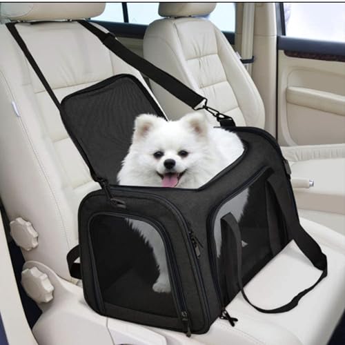 Movelo, Transportbox für Haustiere mit zwei Eingängen – obere & seitliche Öffnung, weiche Seiten, Reisetrage für Katzen & kleine Hunde bis zu 11,3 kg – Fluggesellschaft zugelassen, Netz-Belüftung von Movelo