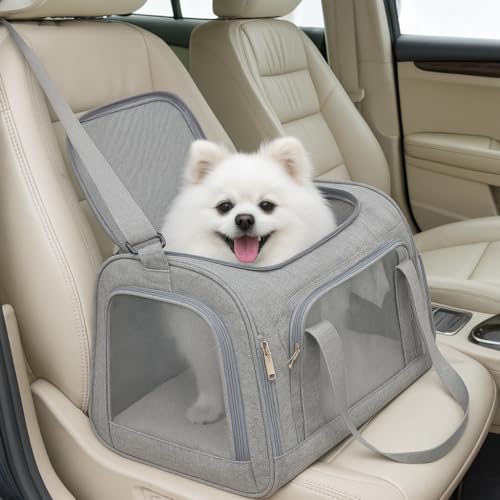 Movelo, Transportbox für Haustiere mit zwei Eingängen – obere & seitliche Öffnung, weiche Seiten, Reisetrage für Katzen & kleine Hunde bis zu 11,3 kg – Fluggesellschaft zugelassen, Netz-Belüftung von Movelo