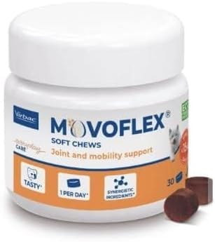 Movoflex Soft Chews | 30 Stück | Für Hunde unter 15 kg | Ergänzungsfuttermittel zur Unterstützung der Gelenkgesundheit | Zum Erhalt der Gelenkstrukturen | Mit Hyaluronsäure von Virbac