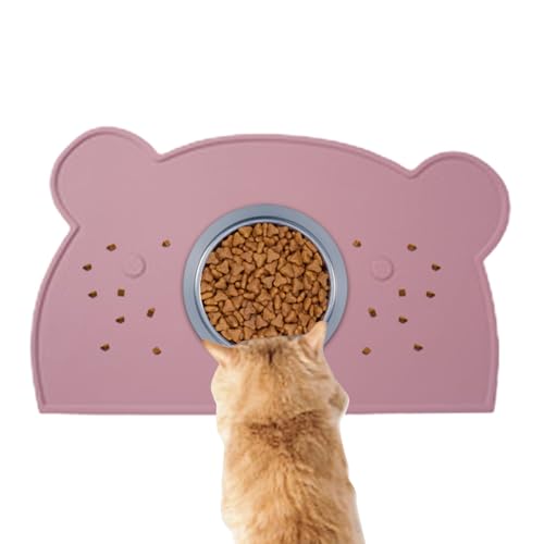 Moxeupon Cat Food Matte, Hundeschalenmatte,Angehobene Kanten Katzenfutterpolster - Waschbares Nicht rutsches Silikonpad, verschüttetes Bärenschale für Welpenkätzchen, Boden im Innenbereich im Freien von Moxeupon