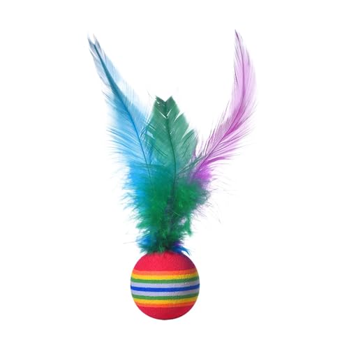 Moxeupon Feder Bouncy Ball Cat Toy, Kätzchenballspielzeug | Interaktives Bouncing Cat Toy - Regenbogen elastische Sphäre für die Reinigung von Welpenzähne Moxeupon Feder Bouncy Ball Cat Toy, Kätzchenballspielzeug | Interaktives Bouncing Cat Toy - Regenbogen elastische Sphäre für die Reinigung von Welpenzähne von Moxeupon